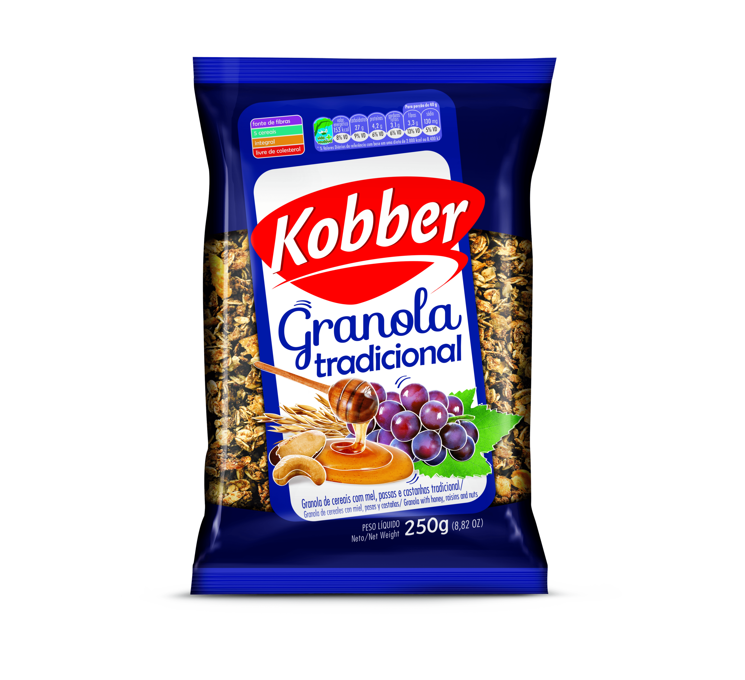 Imagem ilustrativa de embalagem da granola da Kobber de 250g